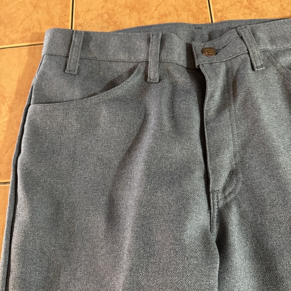 Men's Vintage Levi's 517 Blue Polyester Dress Pants 34 X 29 USA Made Gold Tag - Picture 2 of 10